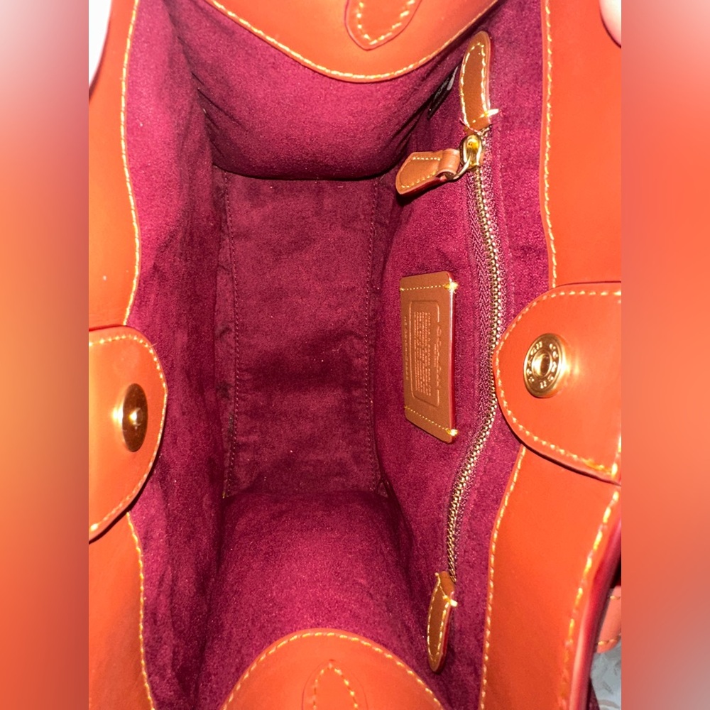 Coach Tan and Burgundy Signature Tote - Picture 5 of 12